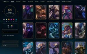 Ouro, 64 Skins, 2 Ultimate, 1 Mítica, 5 Lendárias, 10K Ea - League of Legends LOL