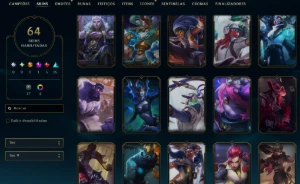 Ouro, 64 Skins, 2 Ultimate, 1 Mítica, 5 Lendárias, 10K Ea - League of Legends LOL