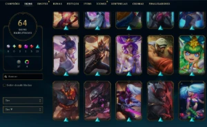 Ouro, 64 Skins, 2 Ultimate, 1 Mítica, 5 Lendárias, 10K Ea - League of Legends LOL