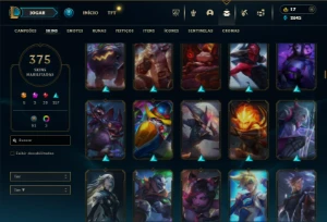 Bronze 1 com TODOS os champs e 375 Skins ( TOP / MID / JG ) - League of Legends LOL