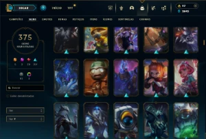 Bronze 1 com TODOS os champs e 375 Skins ( TOP / MID / JG ) - League of Legends LOL