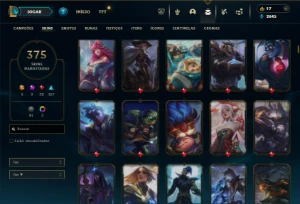 Bronze 1 com TODOS os champs e 375 Skins ( TOP / MID / JG ) - League of Legends LOL