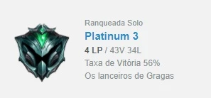Contas de League of Legends (LOL) Platina