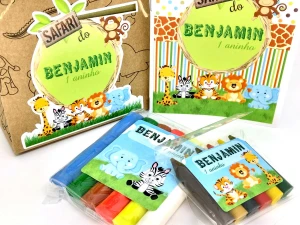 Kit Colorir e Modelar Safari com Sacola Kraft - Artesanato e Personalizados