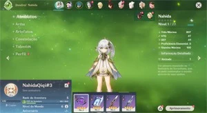 Conta Genshin Impact AR 5 com Nahida e Qiqi