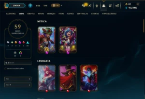 Ferro 1 com TODOS os Champs e 59 Skins - League of Legends LOL