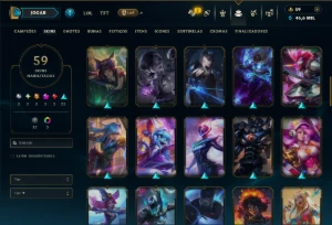 Ferro 1 com TODOS os Champs e 59 Skins - League of Legends LOL