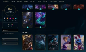 Conta - 83 Skins, 3 Épicas, 17 Lendárias, 37 Épicas  - League of Legends LOL