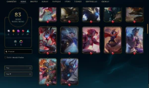 Conta - 83 Skins, 3 Épicas, 17 Lendárias, 37 Épicas  - League of Legends LOL