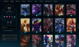 Conta - 83 Skins, 3 Épicas, 17 Lendárias, 37 Épicas  - League of Legends LOL