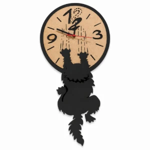 Relógio de Parede Gato em MDF 70 cm - Artesanato e Personalizados