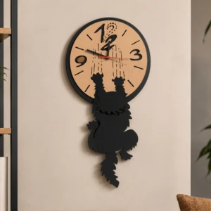 Relógio de Parede Gato em MDF 70 cm