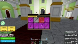 Conta blox fruits Kitsune perm sanguine todas espadas e arma - Roblox