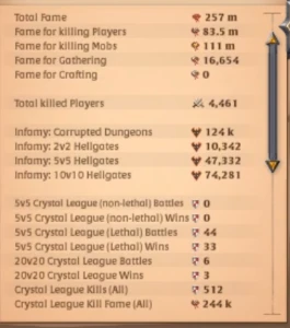 conta albion 257 fama total perfeita para começar a fazer hg - Albion Online