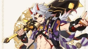 Upando Itto + artefatos + arma - Genshin Impact