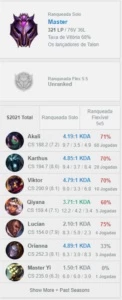 Conta LOL Mestre 68% wr - League of Legends