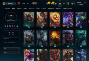 Unranked com TODOS os Champs e 171 Skins ( JG / MID ) - League of Legends LOL