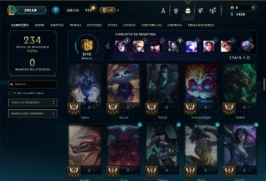 Bronze 3 com 90 Champs e 32 Skins - League of Legends LOL