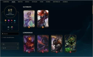 Conta prata IV, nível 181, com 62 skins. - League of Legends LOL