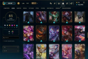Esmeralda 3 com TODOS os Champ e 83 Skins ( JG / TOP / ADC ) - League of Legends LOL