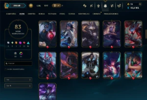 Esmeralda 3 com TODOS os Champ e 83 Skins ( JG / TOP / ADC ) - League of Legends LOL