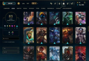 Esmeralda 3 com TODOS os Champ e 83 Skins ( JG / TOP / ADC ) - League of Legends LOL