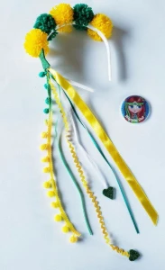 Tiara Coroa Pompom Brasil - Artesanato e Personalizados
