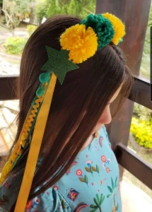 Tiara Coroa Pompom Brasil - Artesanato e Personalizados