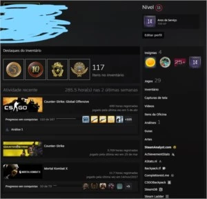 CONTA STEAM 14 ANOS COM 4 MEDALHAS, 100 REAIS EM CAIXAS CSGO - Counter Strike