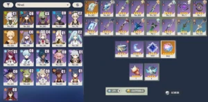 Conta AR 46 com Nahida C1, Oração, Mona, Keqing, 140 + tiros - Genshin Impact