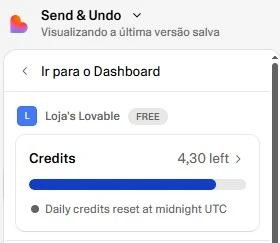 Lovable - Extensão Congela Créditos 30 dias - Inteligência Artificial