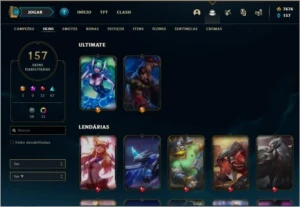Conta 157 skins platina + 8k de rp 250 reais - League of Legends LOL