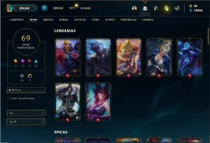 Conta Bronze 1 com 125 Champs e 69 Skins - League of Legends LOL