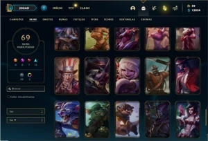 Conta Bronze 1 com 125 Champs e 69 Skins - League of Legends LOL