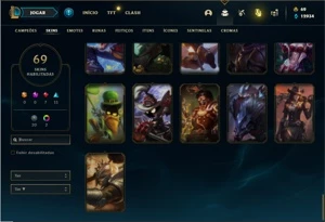 Conta Bronze 1 com 125 Champs e 69 Skins - League of Legends LOL