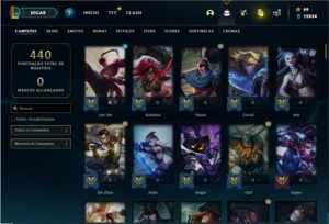 Conta Bronze 1 com 125 Champs e 69 Skins - League of Legends LOL