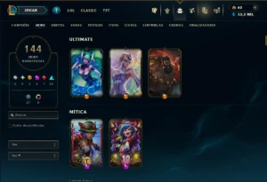 Unranked com 105 Champs e 144 Skins ( SUP / ADC ) - League of Legends LOL