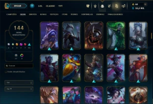 Unranked com 105 Champs e 144 Skins ( SUP / ADC ) - League of Legends LOL