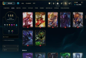 Unranked com 105 Champs e 144 Skins ( SUP / ADC ) - League of Legends LOL