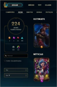 CONTA PLATINA 224 SKINS FULL CHAMPS - League of Legends LOL
