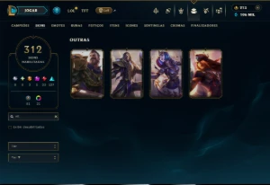 Ouro 4 com TODOS os Champs e 312 Skins ( ADC / MID / JG ) - League of Legends LOL