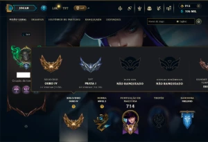 Ouro 4 com TODOS os Champs e 312 Skins ( ADC / MID / JG ) - League of Legends LOL