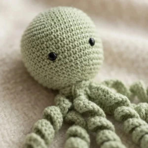 Polvo Newborn Verde Amigurumi - Artesanato e Personalizados