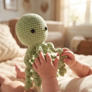 Polvo Newborn Verde Amigurumi - Artesanato e Personalizados