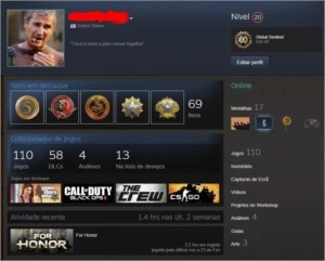 Conta Steam lvl 20 6 anos de serviço 110 jogos