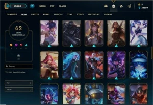 Conta prata 1 com 100 Champs e 62 Skins + 30k de EA - League of Legends LOL