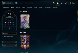 Conta prata 1 com 100 Champs e 62 Skins + 30k de EA - League of Legends LOL