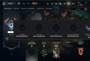 Unranked com TODOS os Champs e 124 Skins ( ADC / SUP / JG )