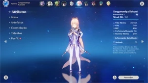 AR 56 com Nahida, Kazuha, Yelan, Kokomi, Ganyu c1 de Amos r2 - Genshin Impact