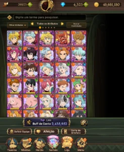 Conta Seven Deadly Sins: Grand Cross 7Ds (4k300 diamantes)